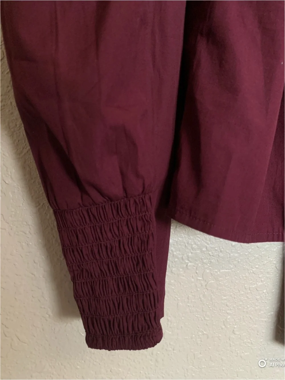 Madewell Medium V-Neck Button Front Top With Neck Tie in Dark Pomegranate NWOT